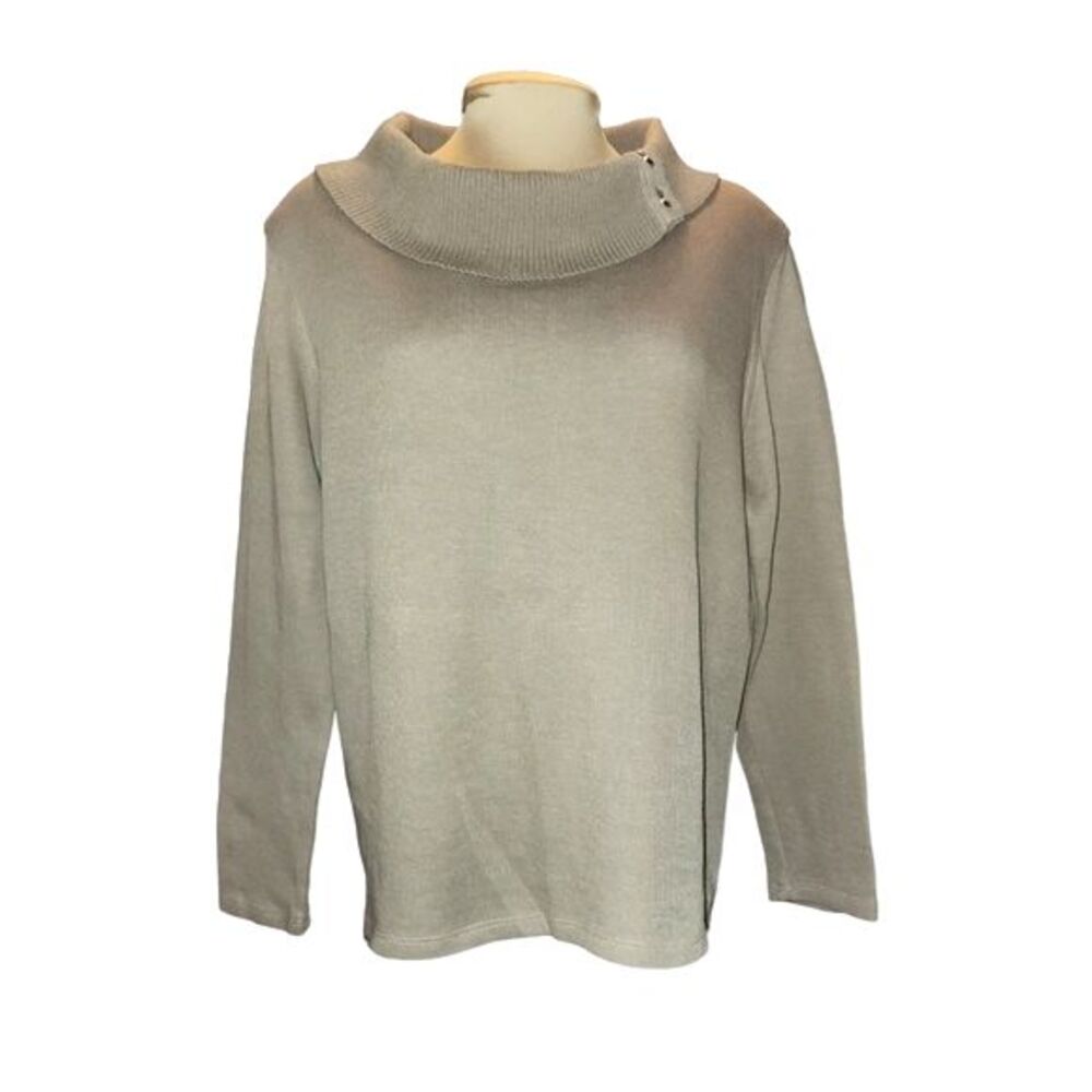 Rebecca Malone Tan Cotton Blend Cowl Neck Sweater Size L